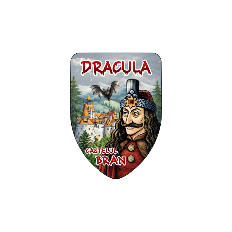 Dracula, castelul bran, magnet lemn, suvenir gift shop romania, model mgs218
